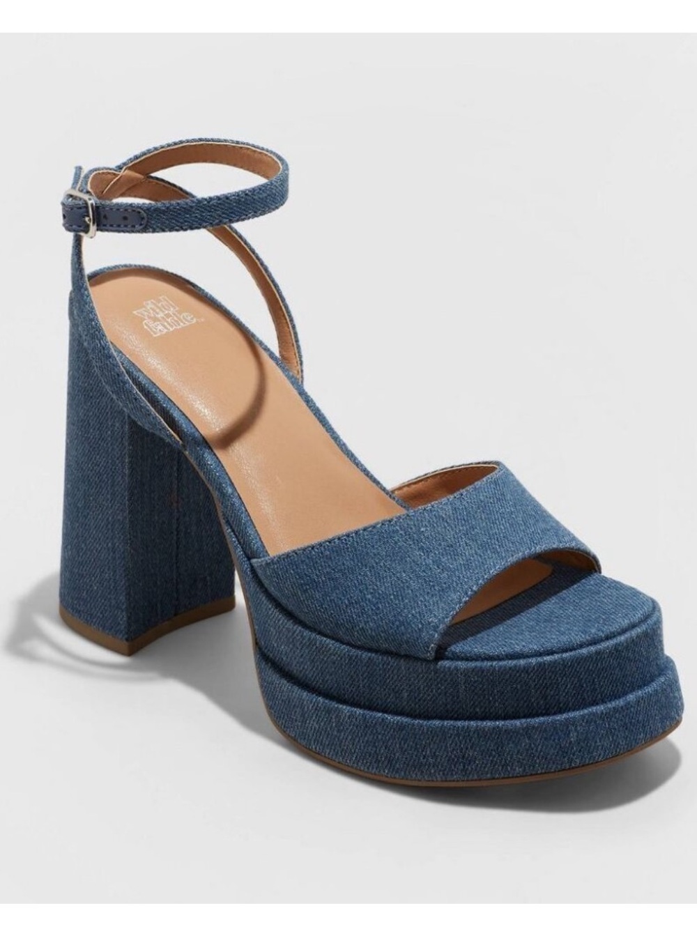 Wild Fable Platform Chunky Heel Blue Denim Women’s 8 NEW Target Memory Foam